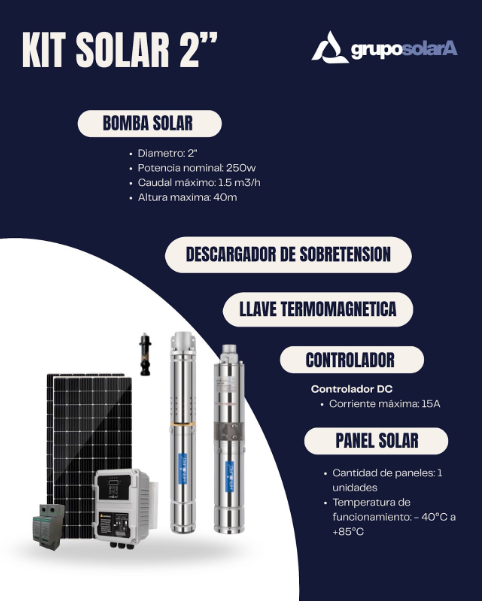 Kit bomba sumergible solar Handuro 210W. 2 pulg.